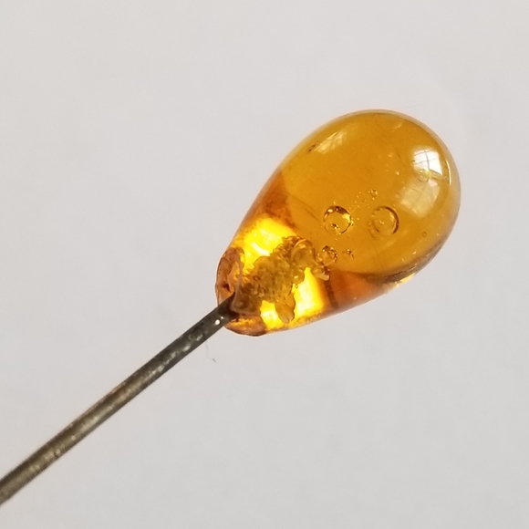 Vintage Jewelry - Vintage yellow glass stick pin silver tone stickpin hat pin brooch